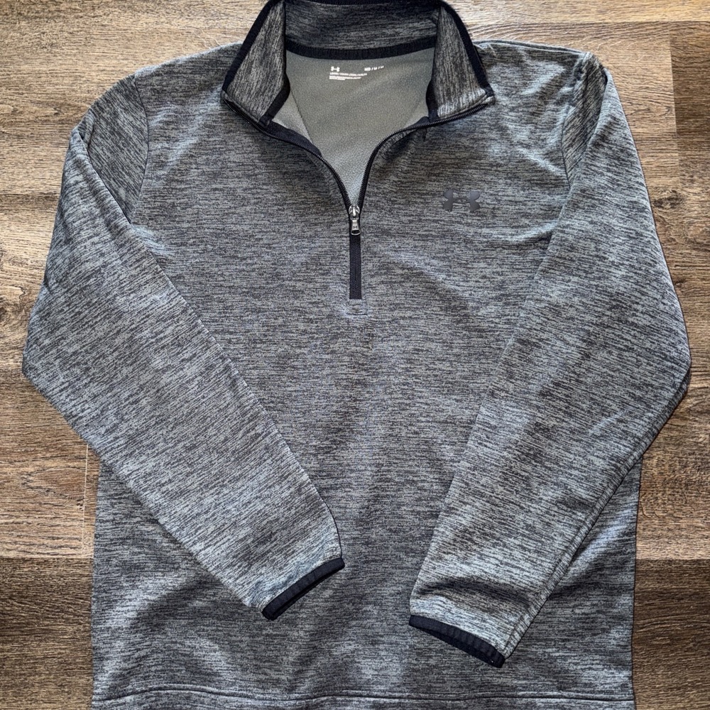 Under Armour Cold Loose Quarter Zip Pullover Heathered Gray Fleece Men's MD